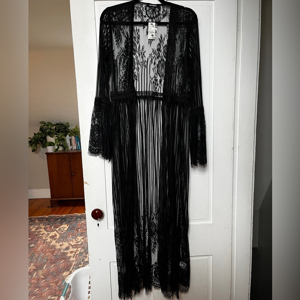 Black Lace Long Shawl from Express